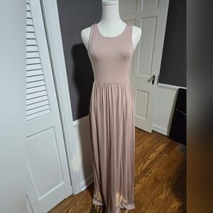 Bellamie Mauve Halter Maxi Dress With Pockets, Sz Medium